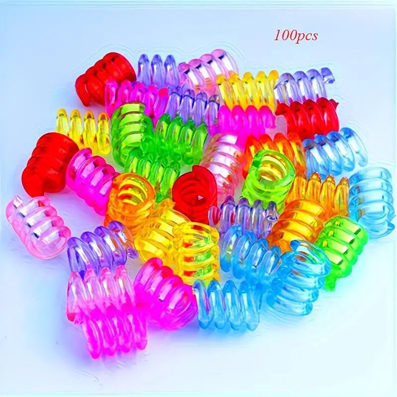 100-Pack Colorful Transparent Hair Beads | Large Hole Braiding Hair Braiding Beads QXL