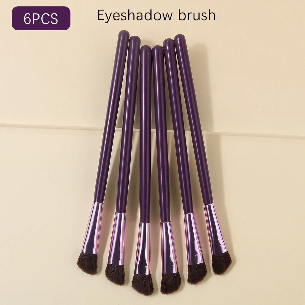 6-Pc Eye Makeup Brush Set – Wooden Handle | KOSSHOW Eye Makeup Brush Set QXL PURPLE