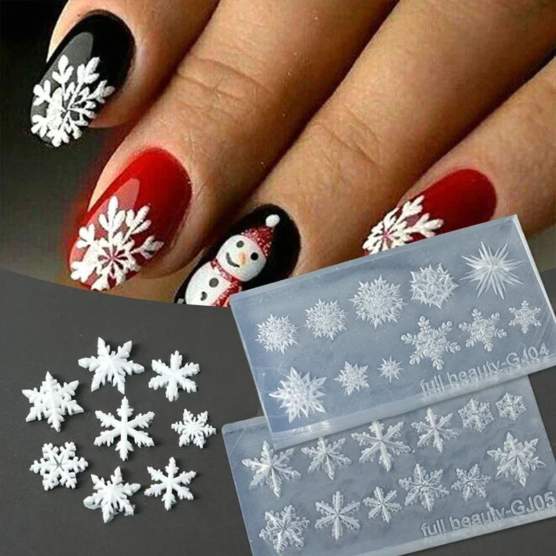 3D Snowflake Silicone Nail Art Mold | Christmas DIY Stamping Nail Art Mold QXL