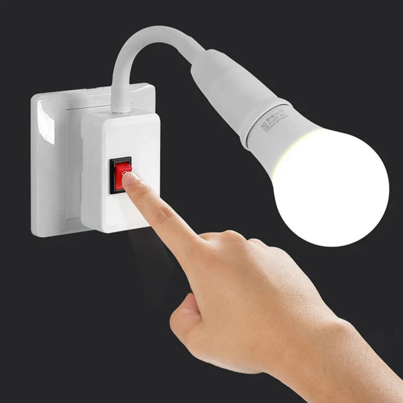 E27 Plug-In Swivel Bulb Holder with Switch & Flex Hose EU Plug Plug-In Lamp Socket QXL