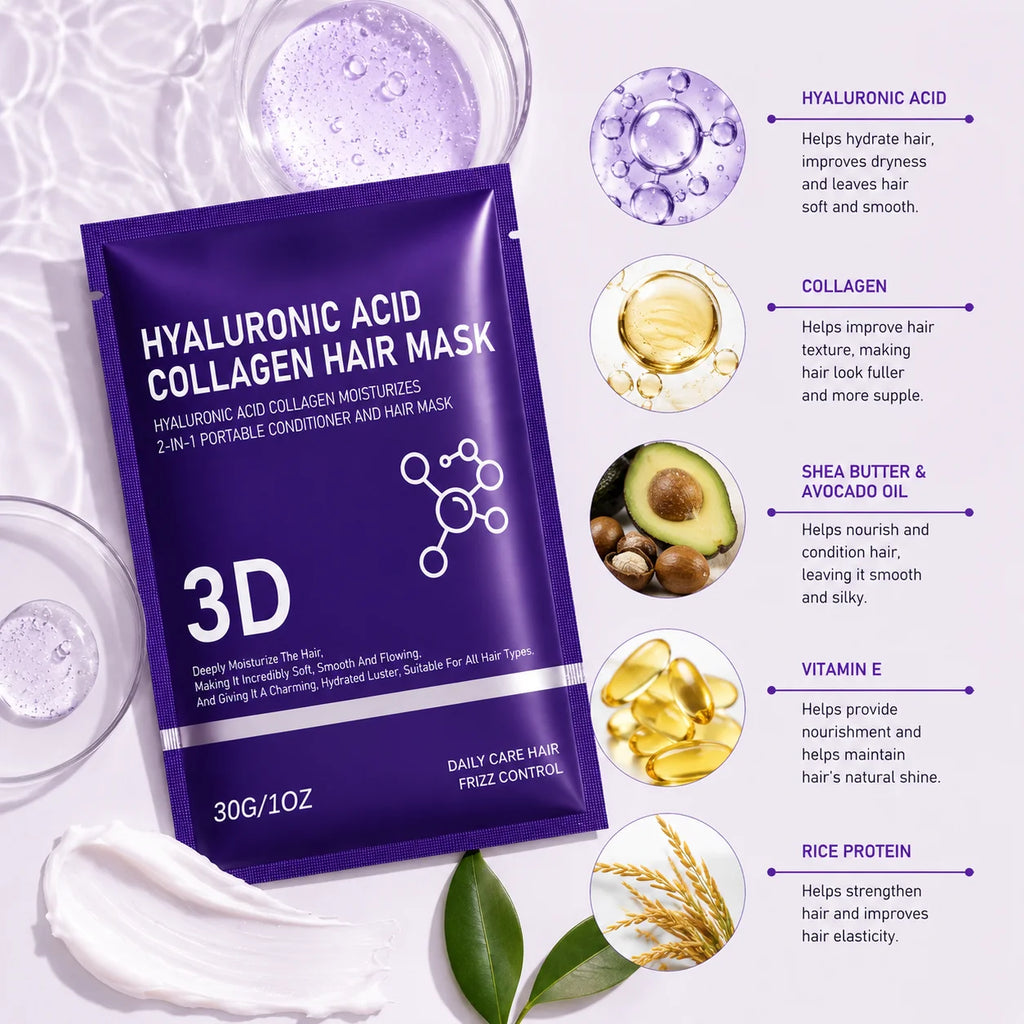 Hyaluronic Acid Hair Mask | Deep Moisture Treatment 2/3/5 Pack Hair Mask Treatment QXL