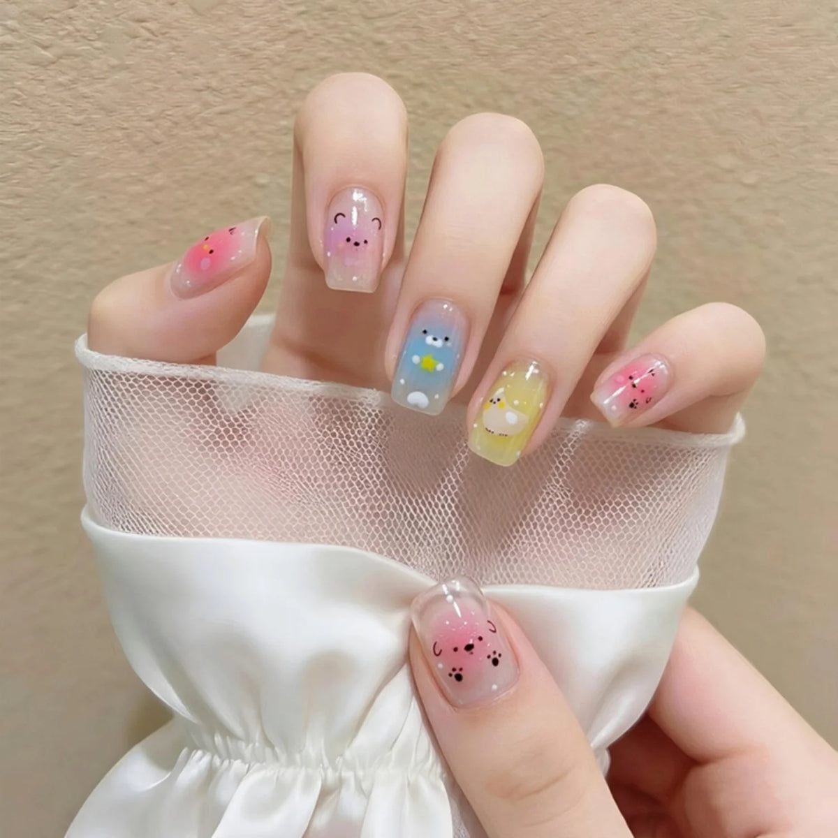 5D Cartoon Nail Stickers – Cute Bear Chick Seal Animal Decals Nail Art Stickers QXL