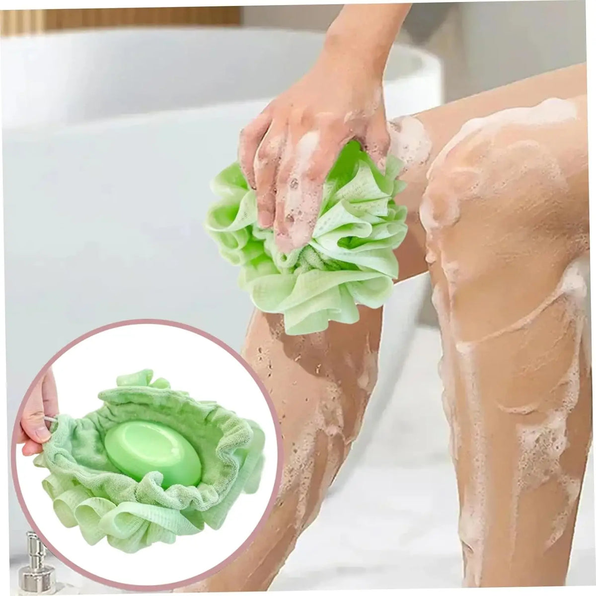 2-Pack 2-in-1 Mesh Loofah & Soap Storage Washcloth Set Exfoliating Bath Loofah QXL