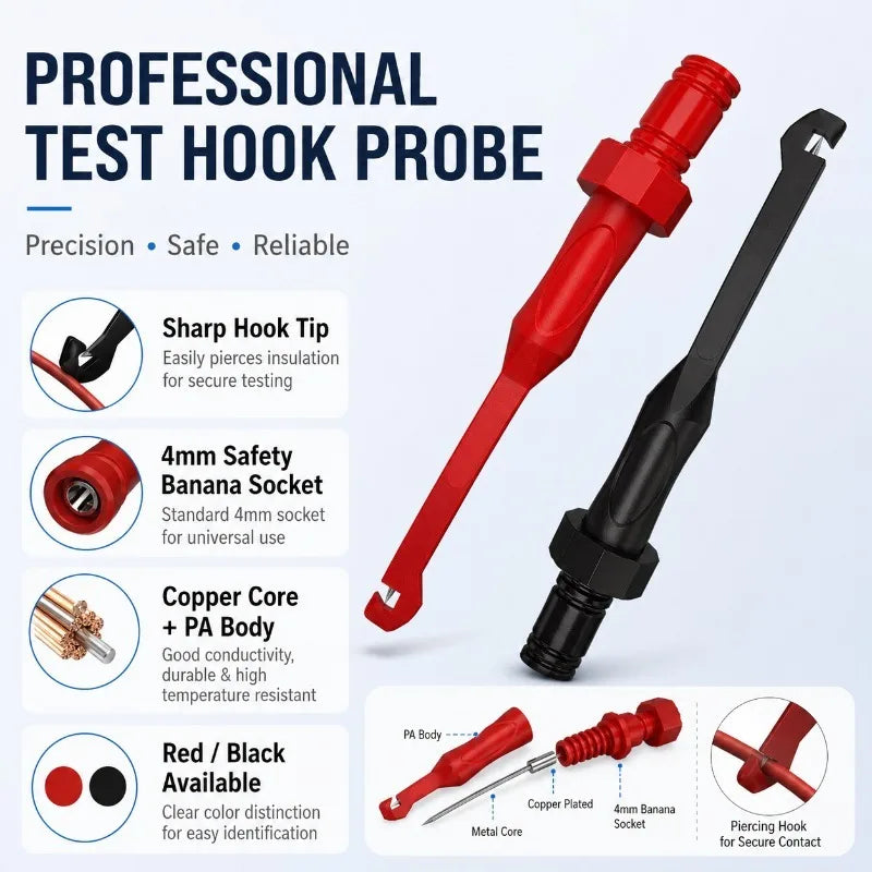Wire Piercing Test Hook Probe 4mm Banana Plug CAT III 1000V Multimeter Test Probe QXL