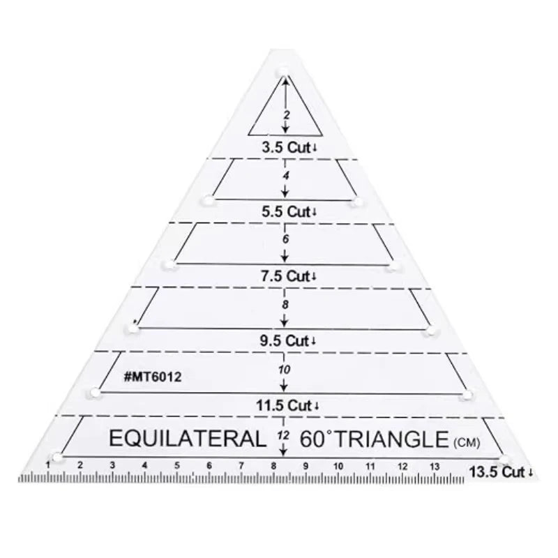 Acrylic Triangle Quilting Ruler | 60° Transparent Sewing Template Quilting Ruler Template QXL WHITE