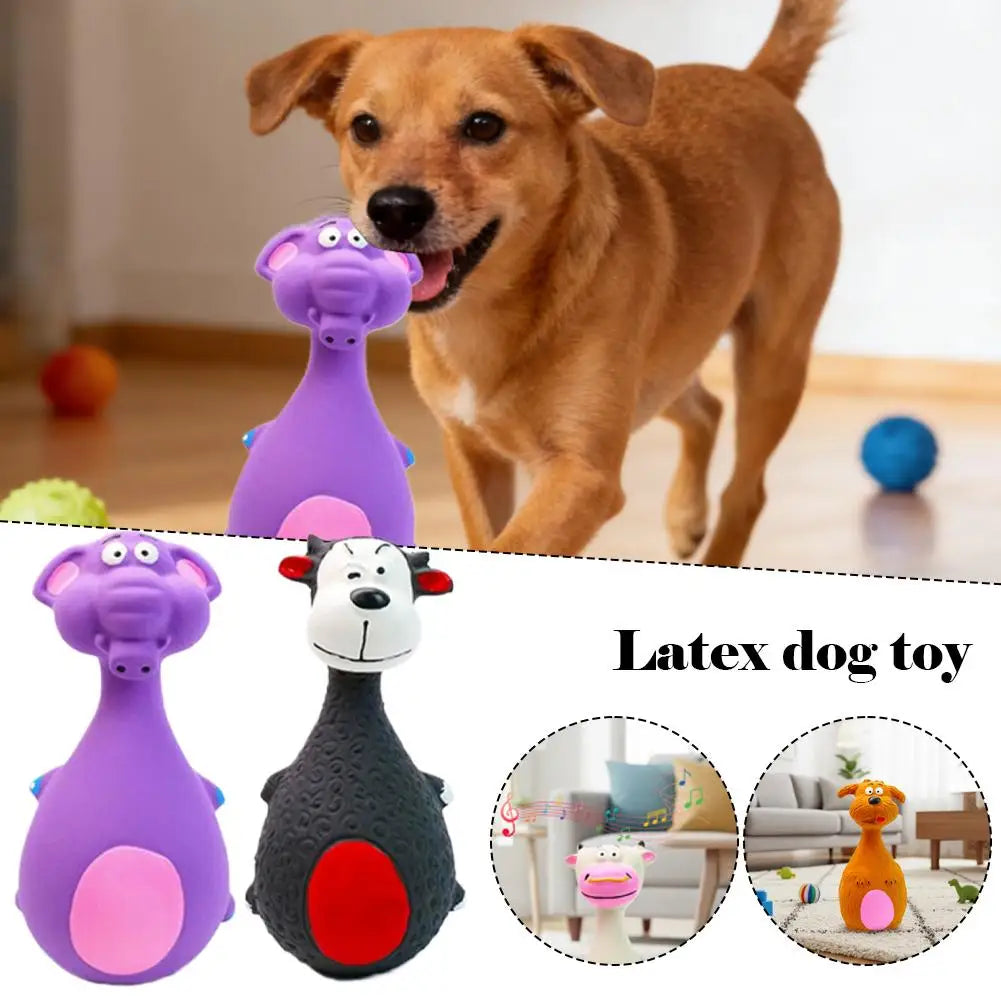 Latex Squeaky Dog Toy – Cartoon Animal Chew & Fetch Toy Squeaky Dog Toy QXL