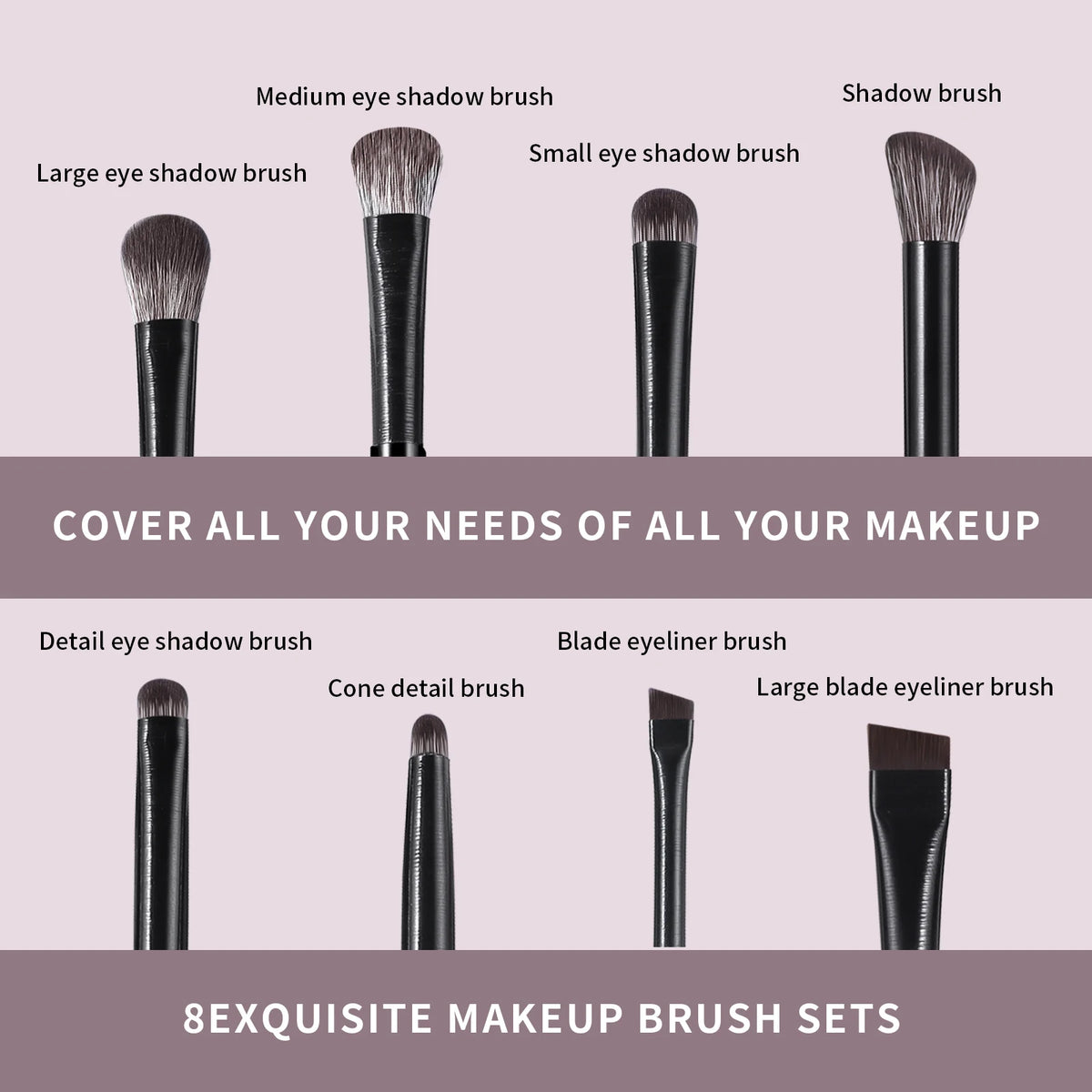 8-Piece Eye Makeup Brush Set – Eyeshadow, Brow & Concealer Eye Makeup Brush Set QXL