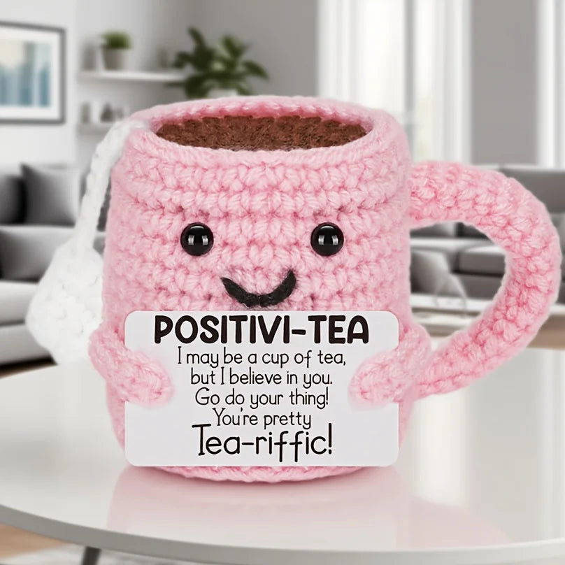 DIY Crochet Mini Teacup Kit – Pink Handmade Gift Set Crochet Craft Kit QXL