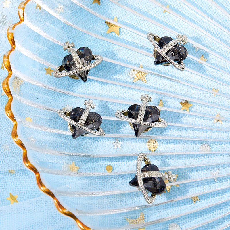 5-Pack 3D Heart Zircon Nail Art Charms & Crystal Rhinestones Nail Art Charms QXL