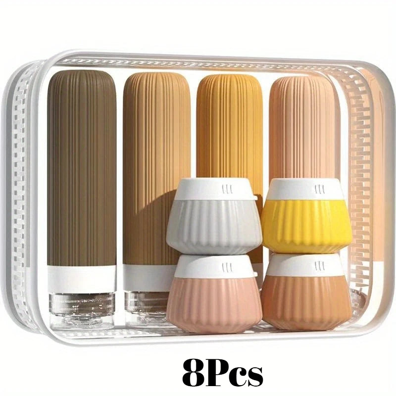 8-Piece Leakproof Silicone Travel Toiletry Bottles Set Travel Toiletry Set QXL 8Pcs D