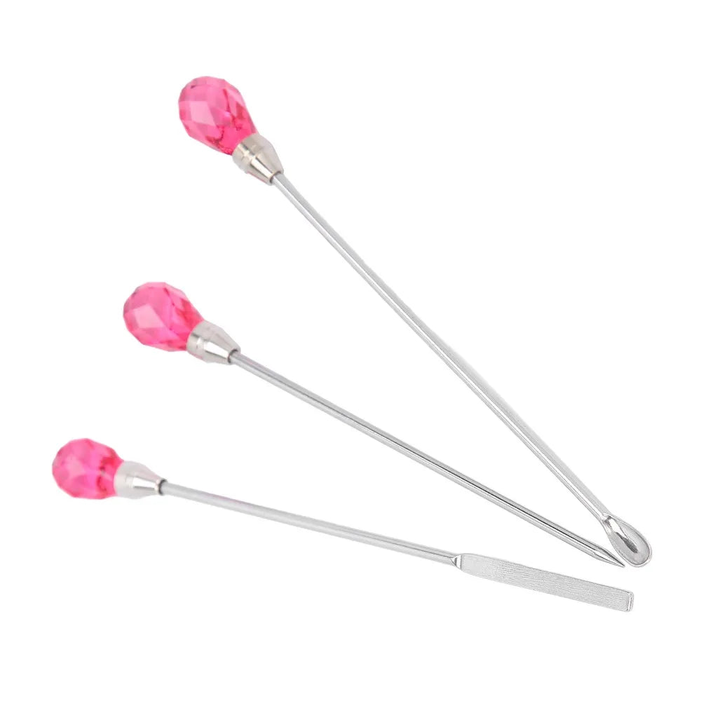 3-Pc Stainless Steel Nail Art Mixing Spatula, Spoon & Pick Nail Art Tools QXL