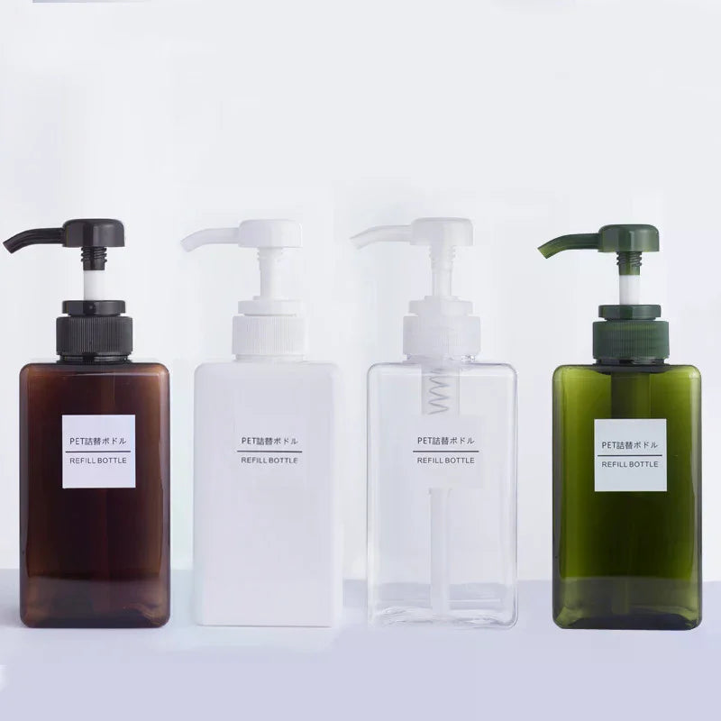 450ml Square Refillable Pump Bottle for Lotion & Shampoo Pump Dispenser Bottle QXL