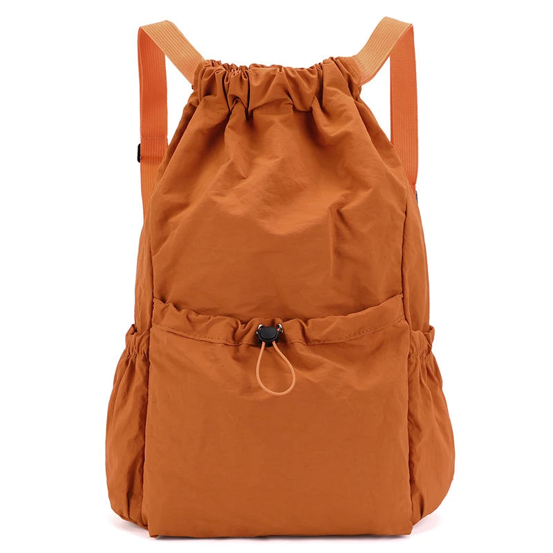 Foldable Drawstring Backpack | Lightweight Packable Travel Bag Foldable Backpack QXL Orange