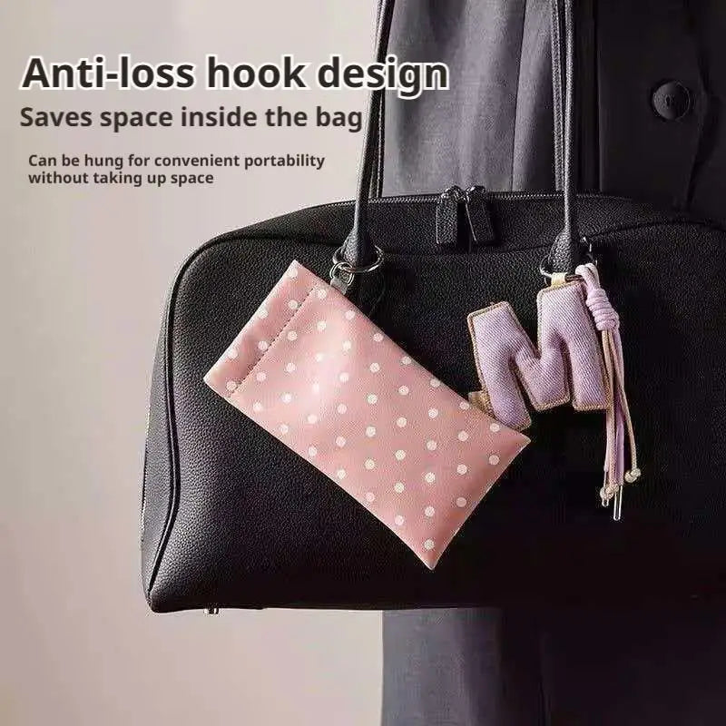Polka Dot Glasses Pouch with Keychain | Scratch-Resistant Case Eyeglass Pouch Case QXL