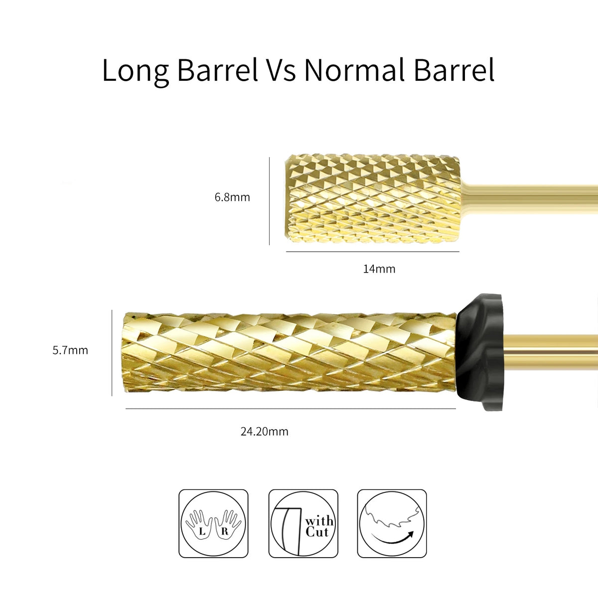 Long Cylinder Tungsten Carbide Nail Drill Bit | Gel Removal Nail Drill Bit QXL