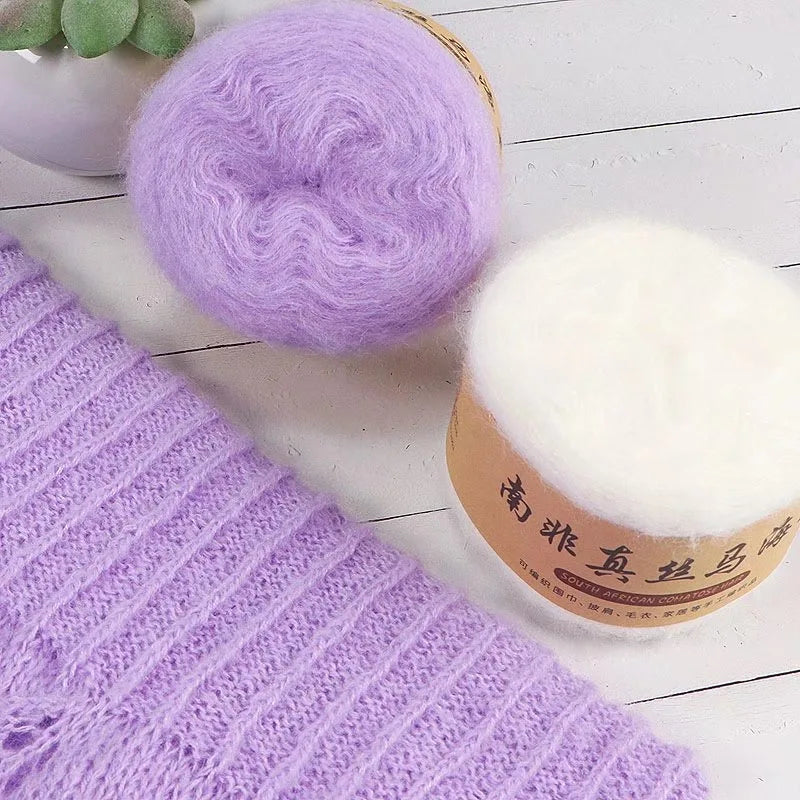 Silk Mohair Worsted Yarn – Acrylic Blend Knitting & Crochet Thread Mohair Craft Yarn QXL