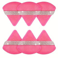 6-Pack Pink Triangle Powder Puff Set | Velvet Makeup Sponge Makeup Powder Puff QXL 6Pcs (rose red)