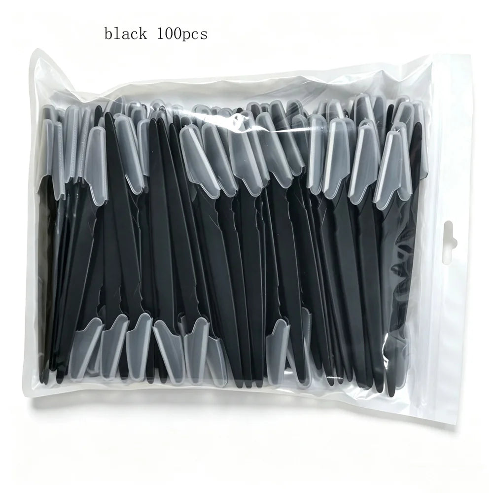 vvocci 100-Pack Eyebrow Razors | Stainless Steel Trimmer Set Eyebrow Razor Set QXL M7 100pcs black