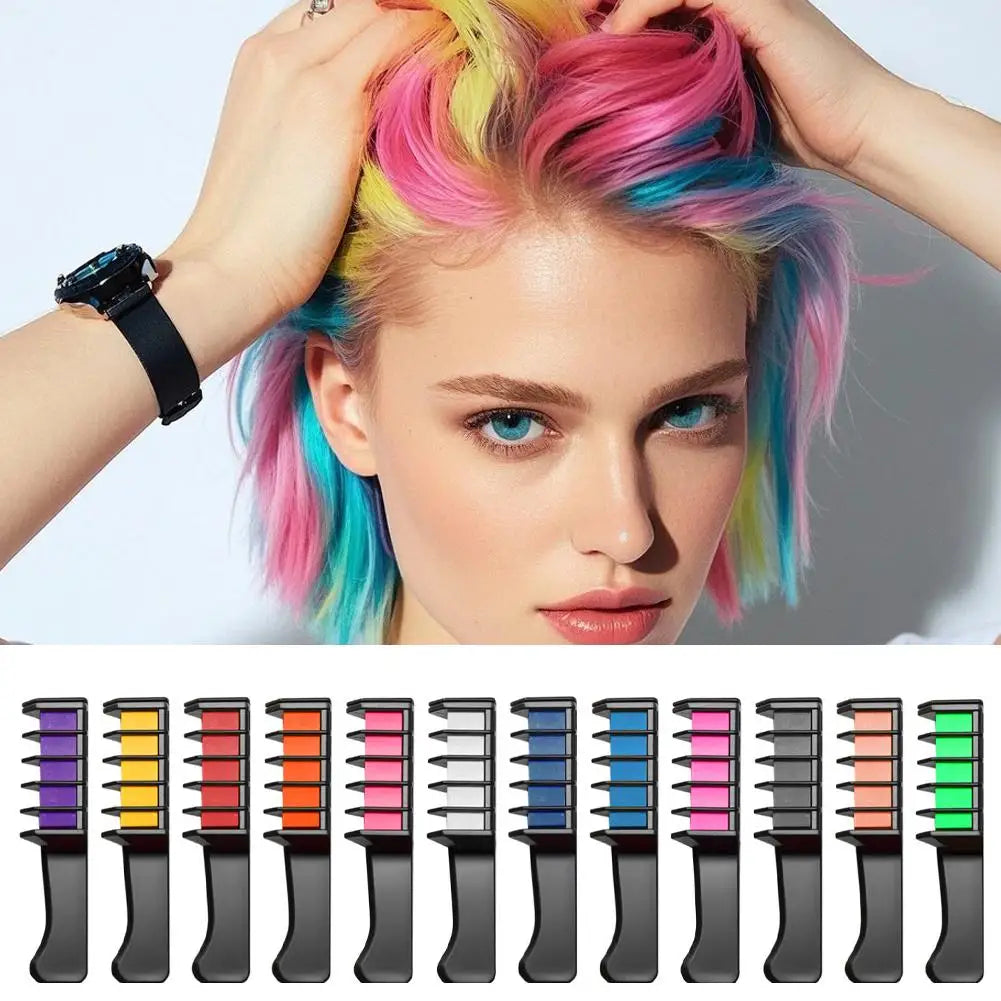 12-Color Temporary Hair Chalk Set | Washable Hair Dye Sticks Temporary Hair Chalk QXL
