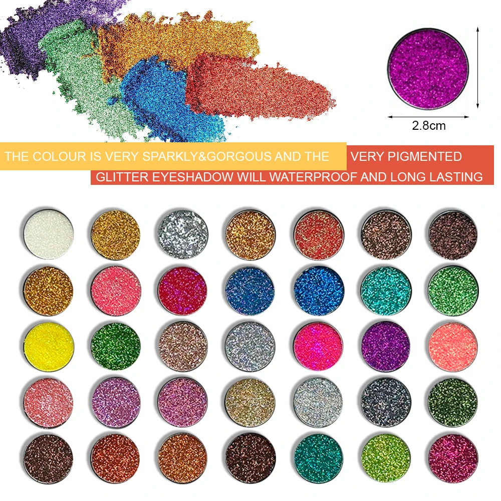 35-Color Glitter Eyeshadow Palette | Shimmer & Sparkle Eyeshadow Palette QXL