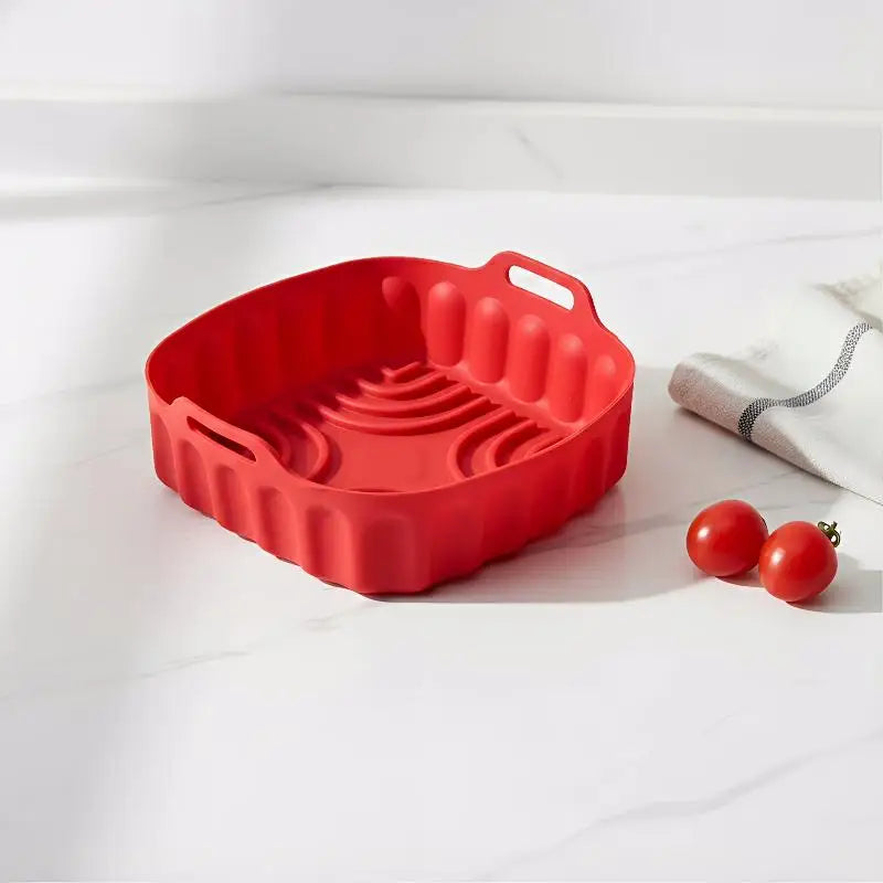 Foldable Silicone Air Fryer Basket Liner | Non-Stick Reusable Silicone Basket Liner QXL
