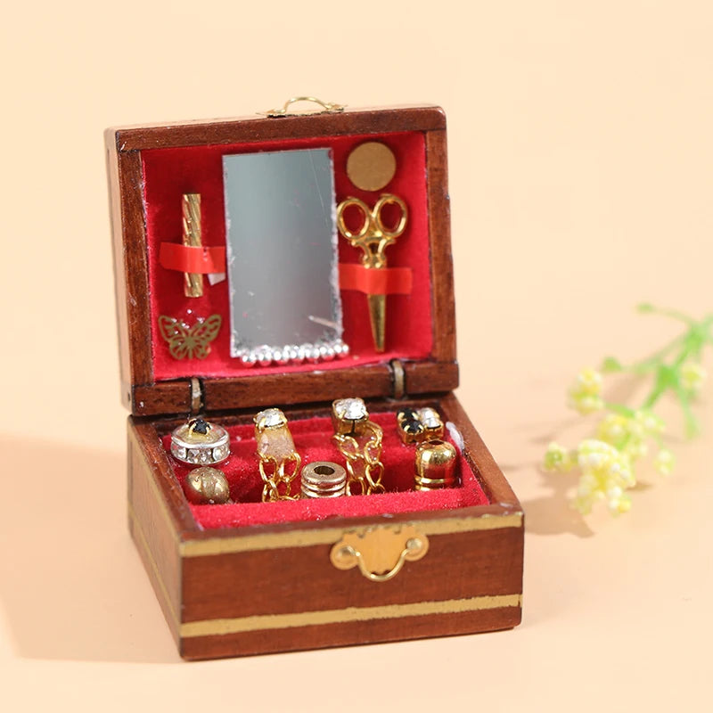 Miniature Jewelry Box | 1:12 Scale Dollhouse DIY Accessory Dollhouse Miniature QXL