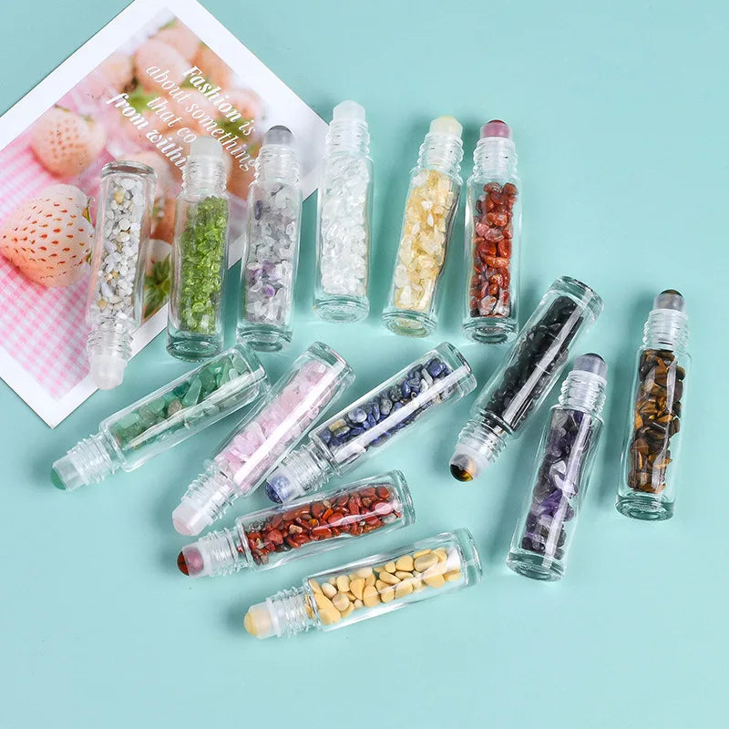 10ml Glass Roller Bottle | Pink Gemstone Rollerball Essential Oil Essential Oil Roller Bottle QXL