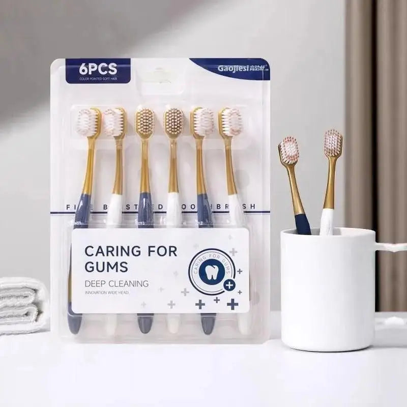 AACAR Soft Bristle Toothbrush | W-Shape Deep Clean 1 or 6 Pack Manual Toothbrush Set QXL