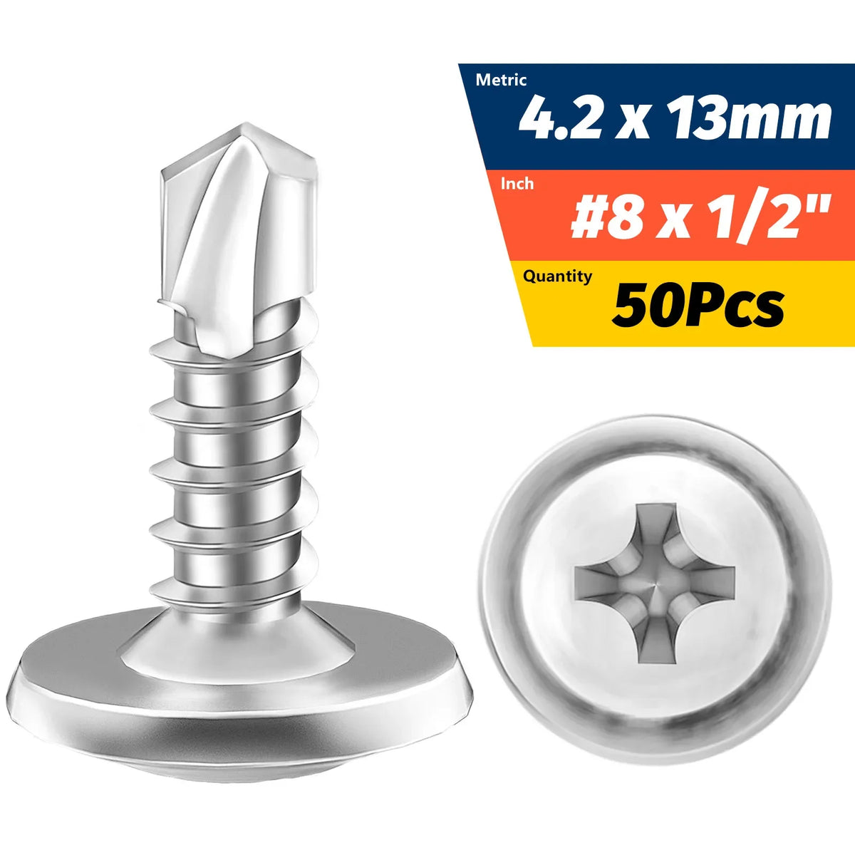 #8 M4.2 Truss Head Self-Drilling Screws | 410 Stainless 50-Pk Self-Drilling Screws QXL 4.2x13mm (8x1-2) 50 pieces