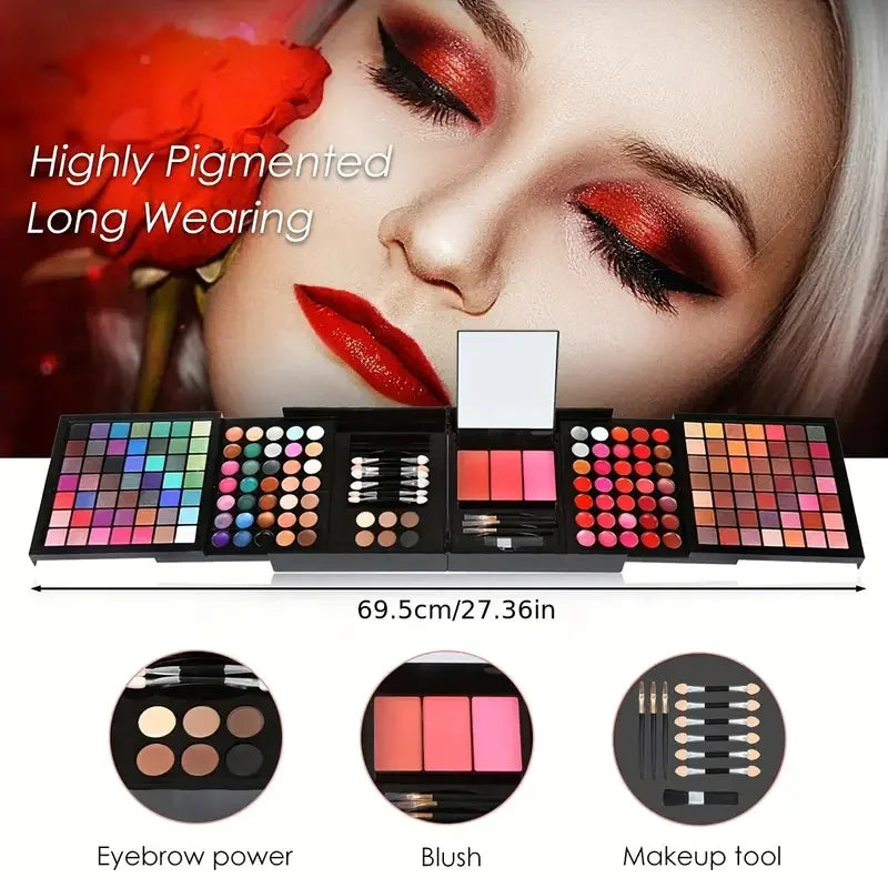 VERONNI 177-Color Makeup Set | Eyeshadow, Blush & Mirror Makeup Palette Set QXL