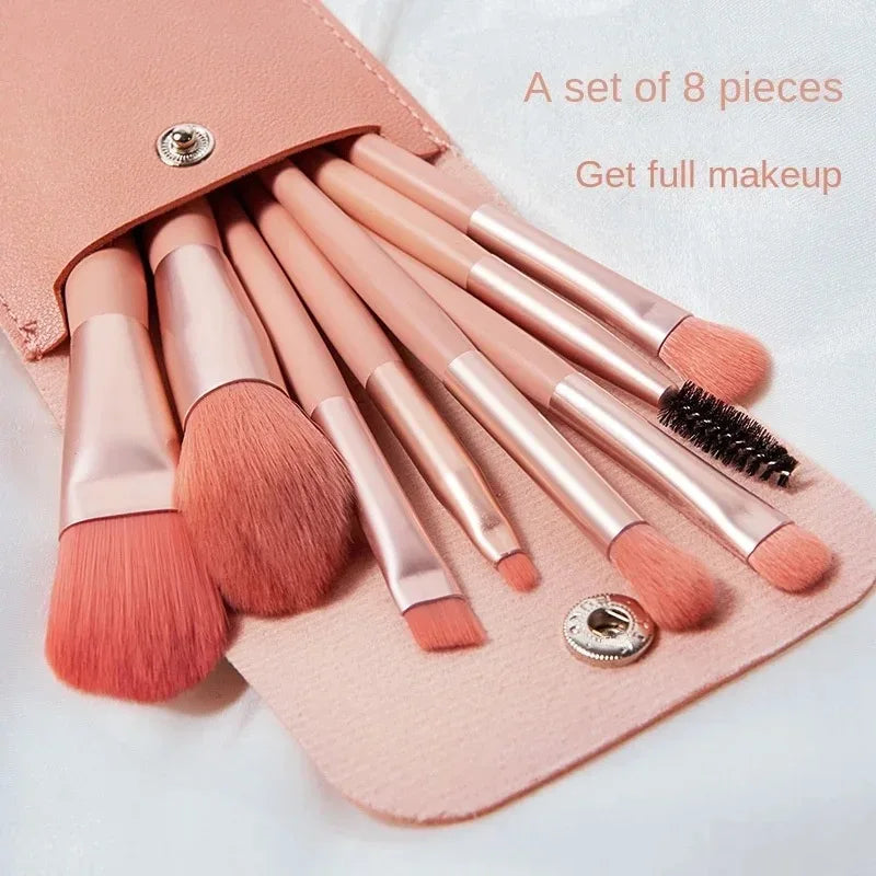 Portable 8-Piece Soft Makeup Brush Set | Foundation & Blush Makeup Brush Set QXL