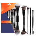 6-Pc Double-Ended Makeup Brush Set | Full Face Cosmetic Tools Makeup Brush Set QXL Black