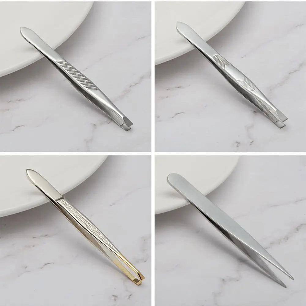Stainless Steel Eyebrow Tweezers | Slant, Tip & Flat Eyebrow Tweezers QXL