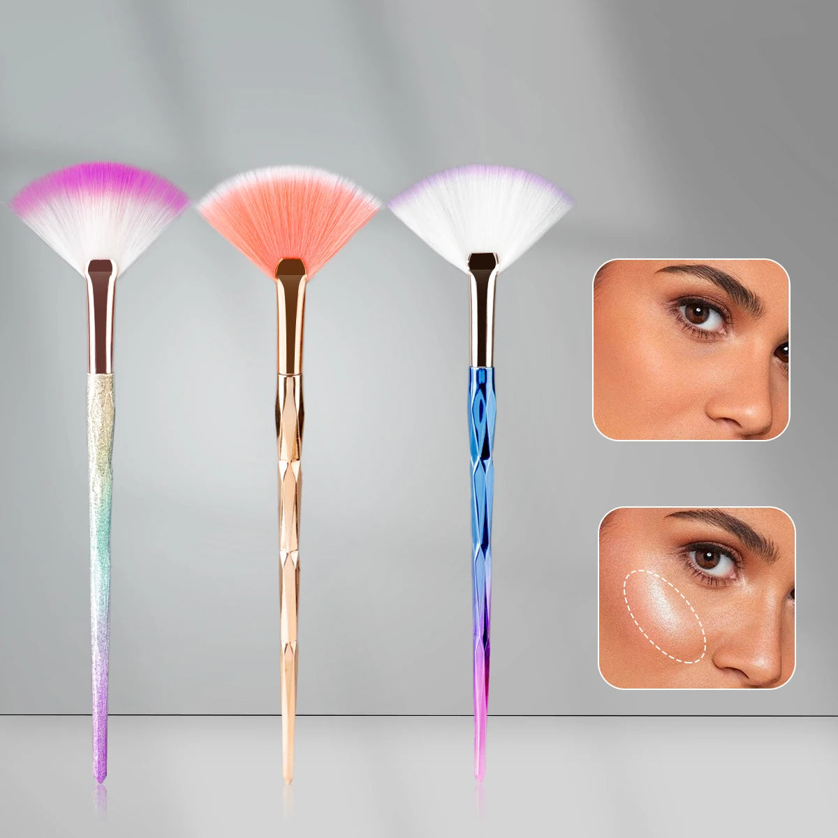RANCAI Fan Makeup Brush – Soft Nylon Powder & Mask Brush Fan Makeup Brush QXL