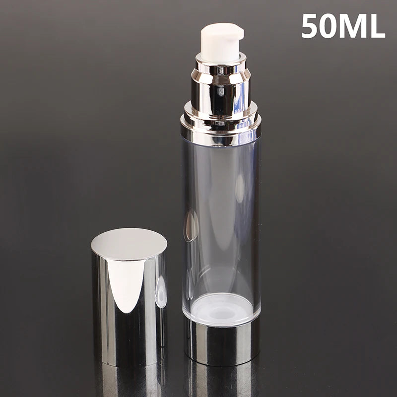 UV Silver Airless Pump Bottle 15/30/50ml | Empty Vacuum Dispenser Airless Pump Bottle QXL 50ml Bright surface