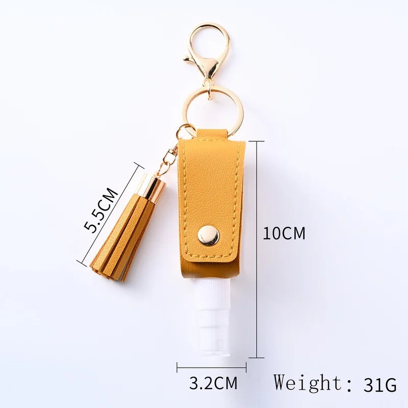 30ml PU Leather Spray Bottle Holster Keychain with Tassel Spray Bottle Keychain QXL