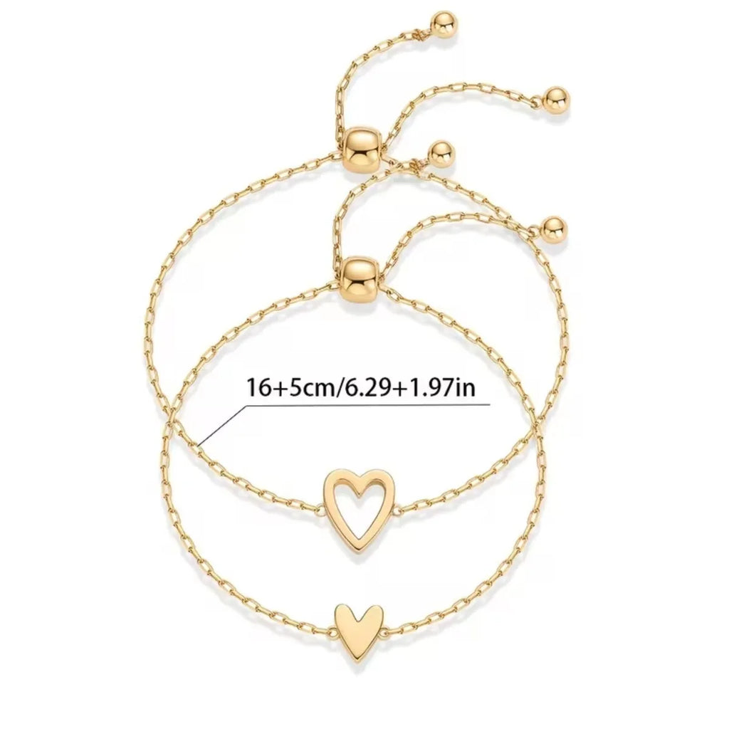Adjustable Heart Cutout Couple Bracelet Set – 2PCS Gift Couple Bracelet Set QXL