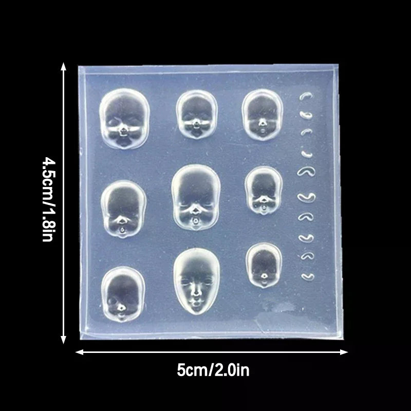 3D Cartoon Doll Face Silicone Nail Mold | Nail Art Stencil Silicone Nail Mold QXL