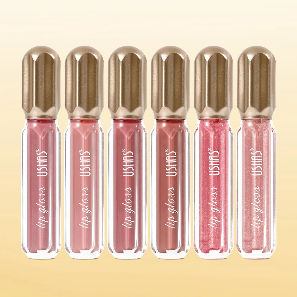 USHAS Glossy Lip Gloss 6 Shades | Mirror Shine & Plumping Lip Gloss QXL