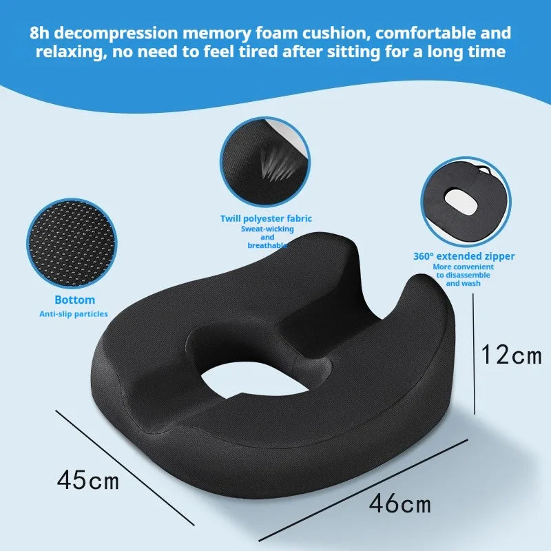 Memory Foam Seat Cushion | Hollow Design & Lumbar Support Memory Foam Cushion QXL