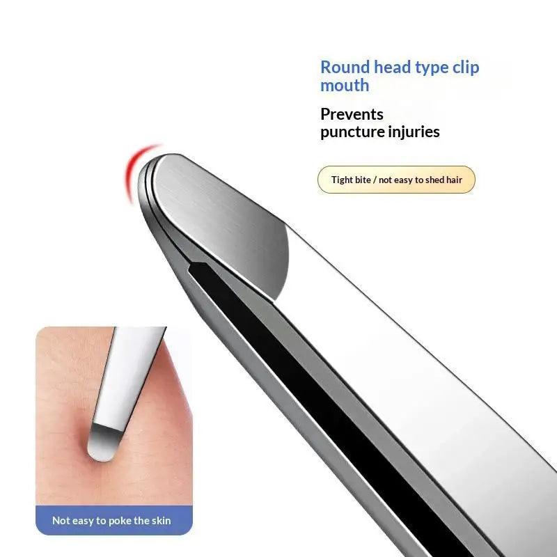 Rounded-Tip Stainless Steel Eyebrow Tweezers | Precise Grooming Eyebrow Tweezers QXL