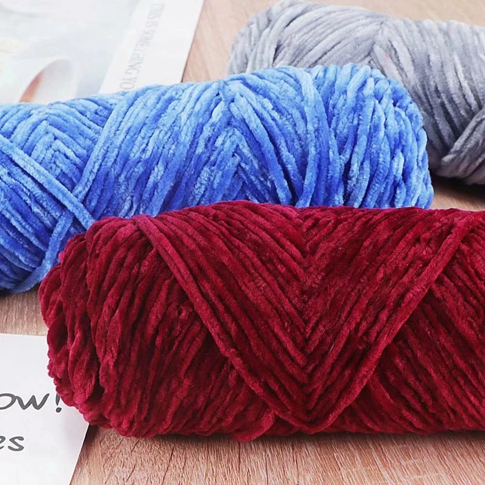 Chenille Velvet Yarn 95g 135m | Glossy Crochet Knitting Thread Chenille Velvet Yarn QXL