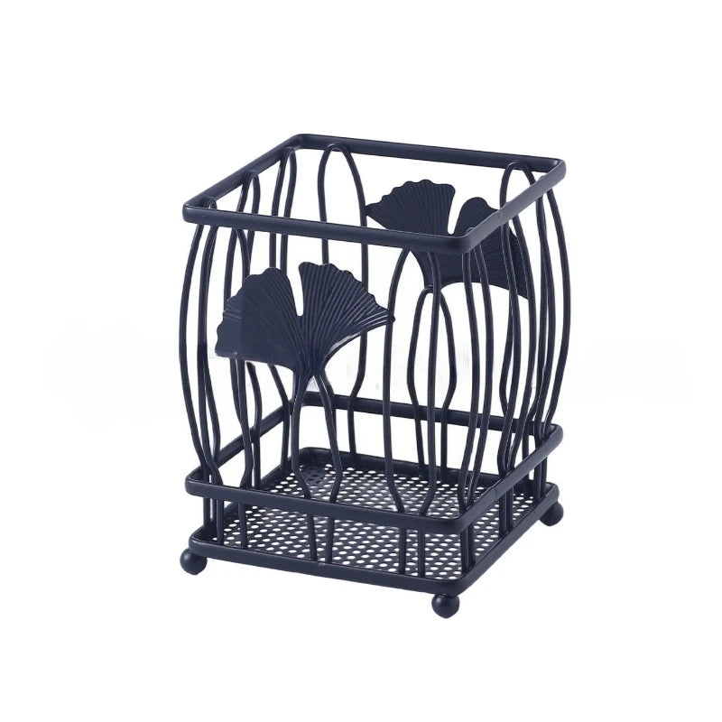 Iron Art Apricot Leaf Utensil Holder & Pen Organizer Utensil Holder Organizer QXL black B 1pc