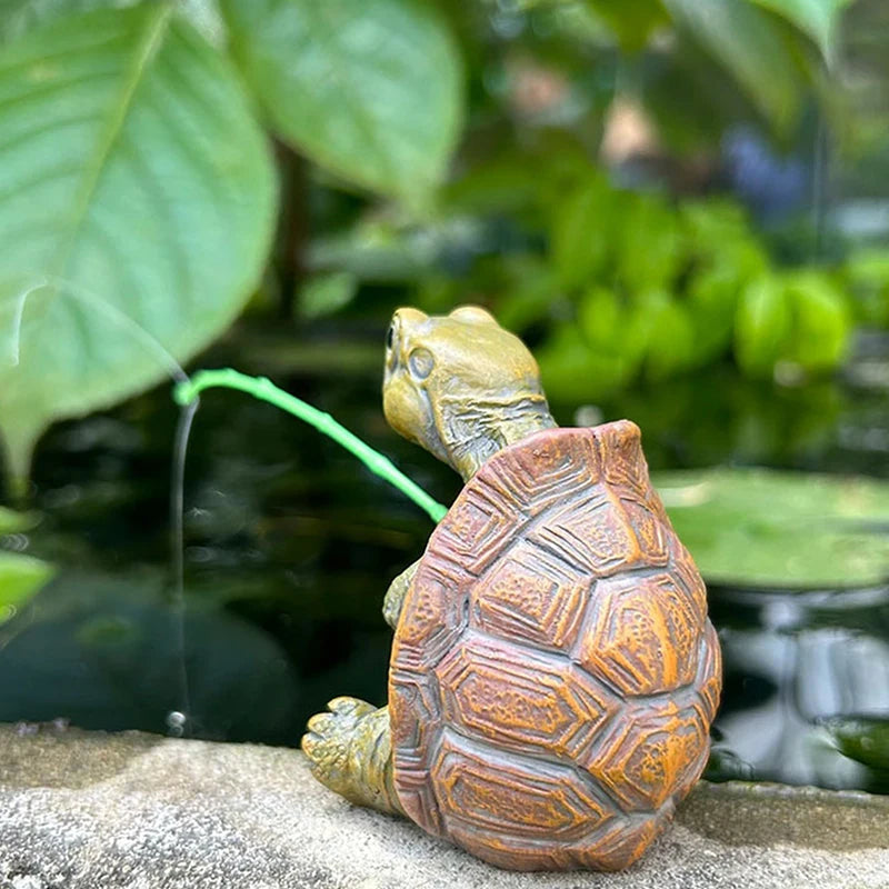 Cute Rope Fishing Turtle Resin Garden Statue & Figurine Garden Figurine QXL