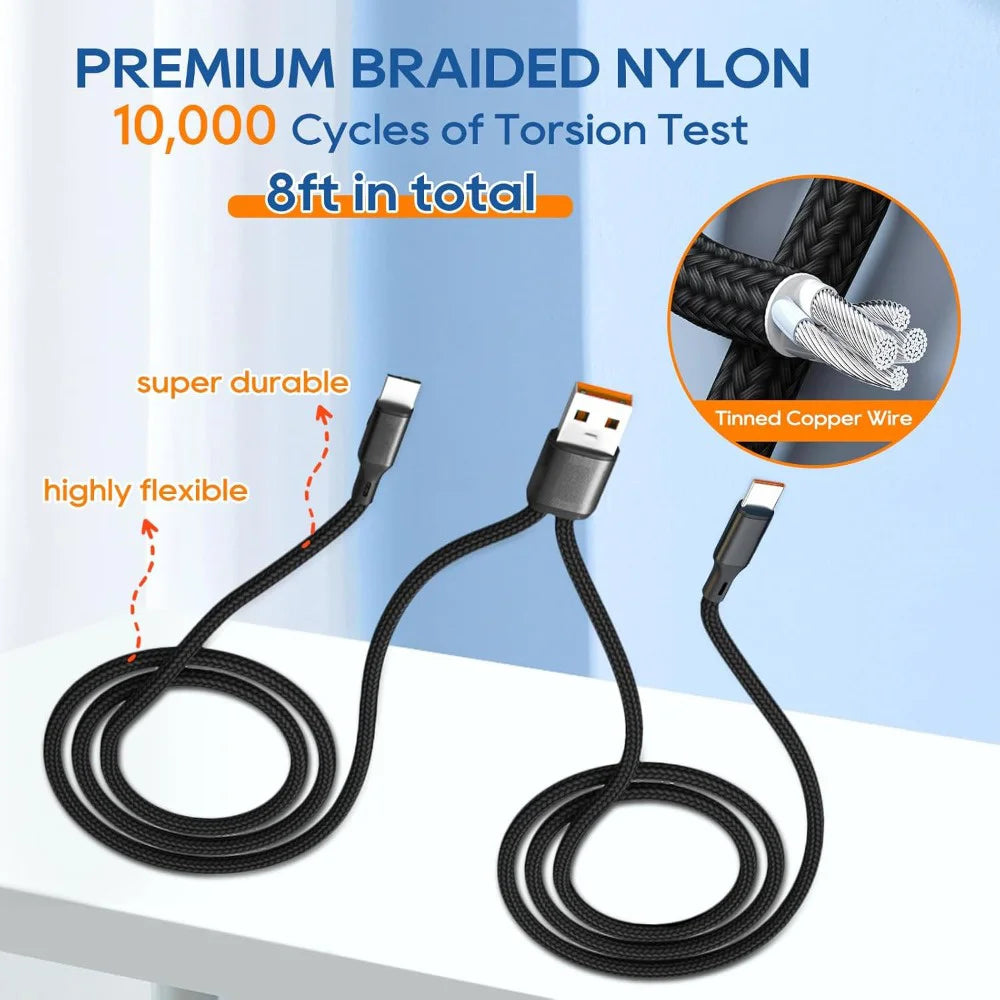2-in-1 USB-C & Micro USB Fast Charging Cable Y Splitter 5A USB Charging Cable QXL