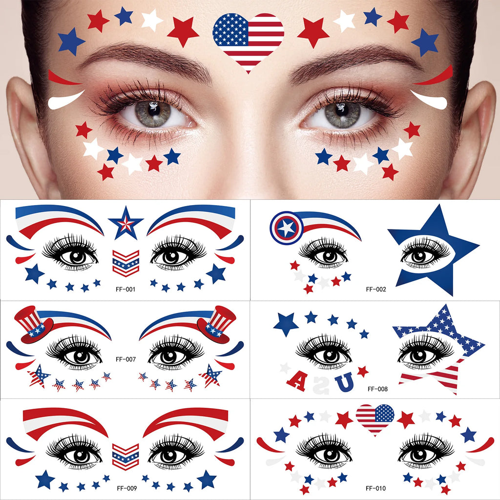 4th of July Waterproof Temporary Tattoo Stickers | USA Flag Temporary Tattoo Stickers QXL
