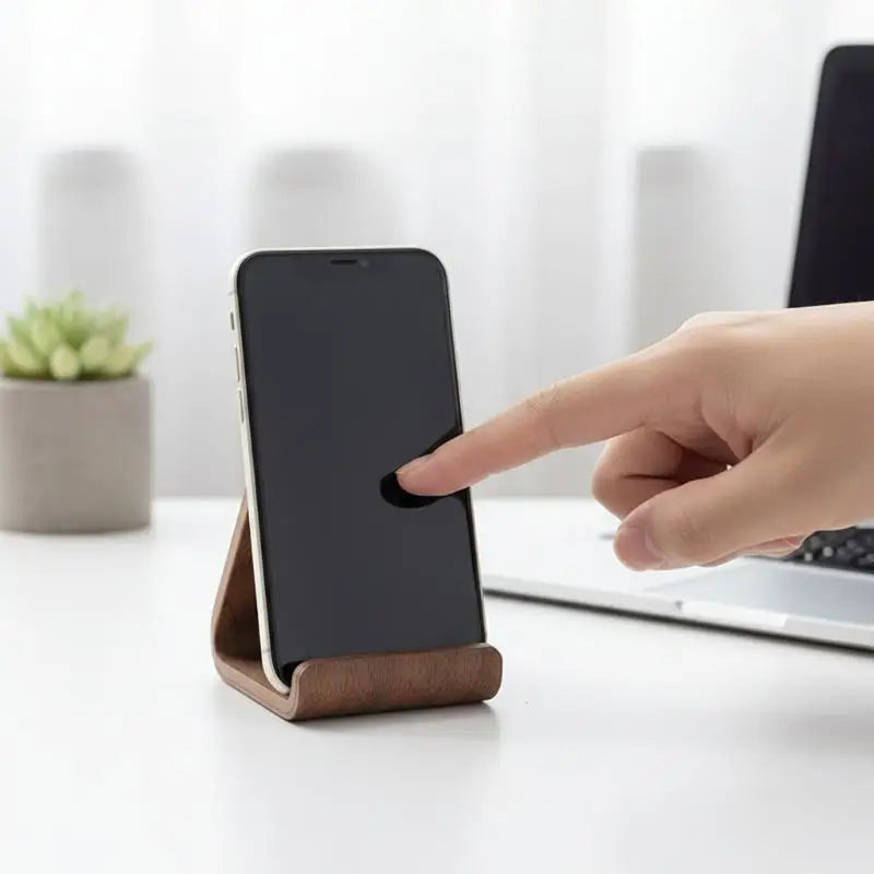 Walnut Wood Phone Stand & Business Card Organizer | Desk Desk Organizer Stand QXL