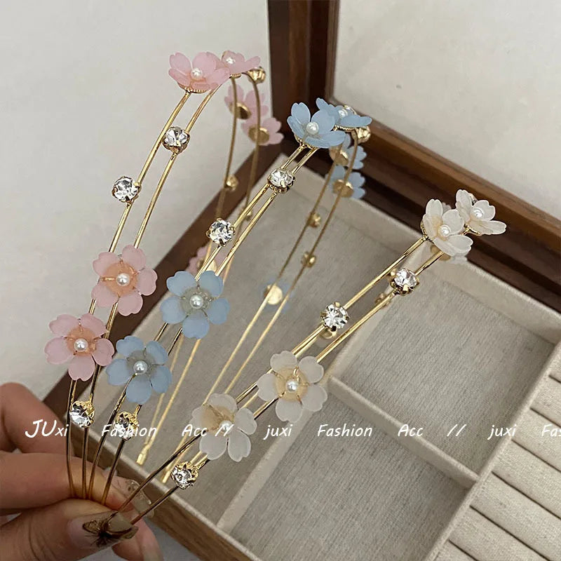 Korean Floral Crystal Double Layer Headband | Slim Hair Hoop Crystal Hair Headband QXL