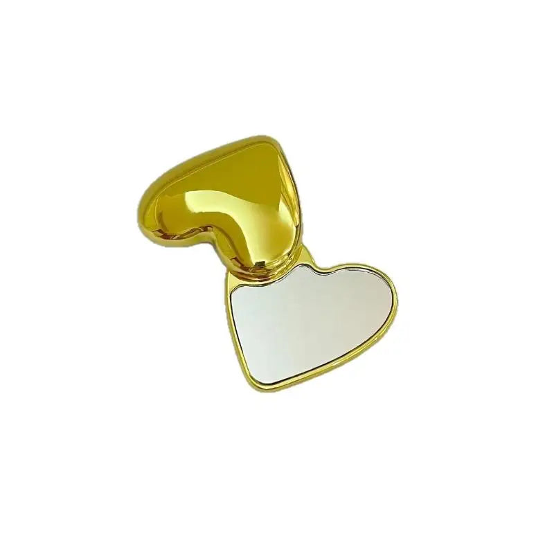 Double-Sided Heart Shape Makeup Mirror | Portable Handheld Handheld Makeup Mirror QXL Golden Heart