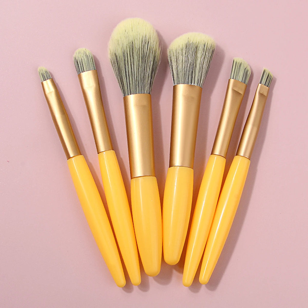 KOSSHOW 7-Piece Yellow Mini Makeup Brush Set | Nylon Bristles Makeup Brush Set QXL